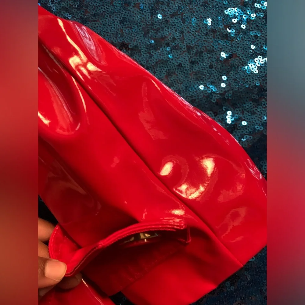 Red PVC Pea Coat - Picture 5 of 10